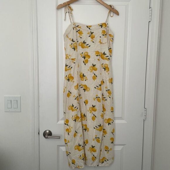 Kirious Los Angeles LEMON PRINT SWEETHEART SELF-TIE CAMI DRESS Size M - Picture 2 of 4